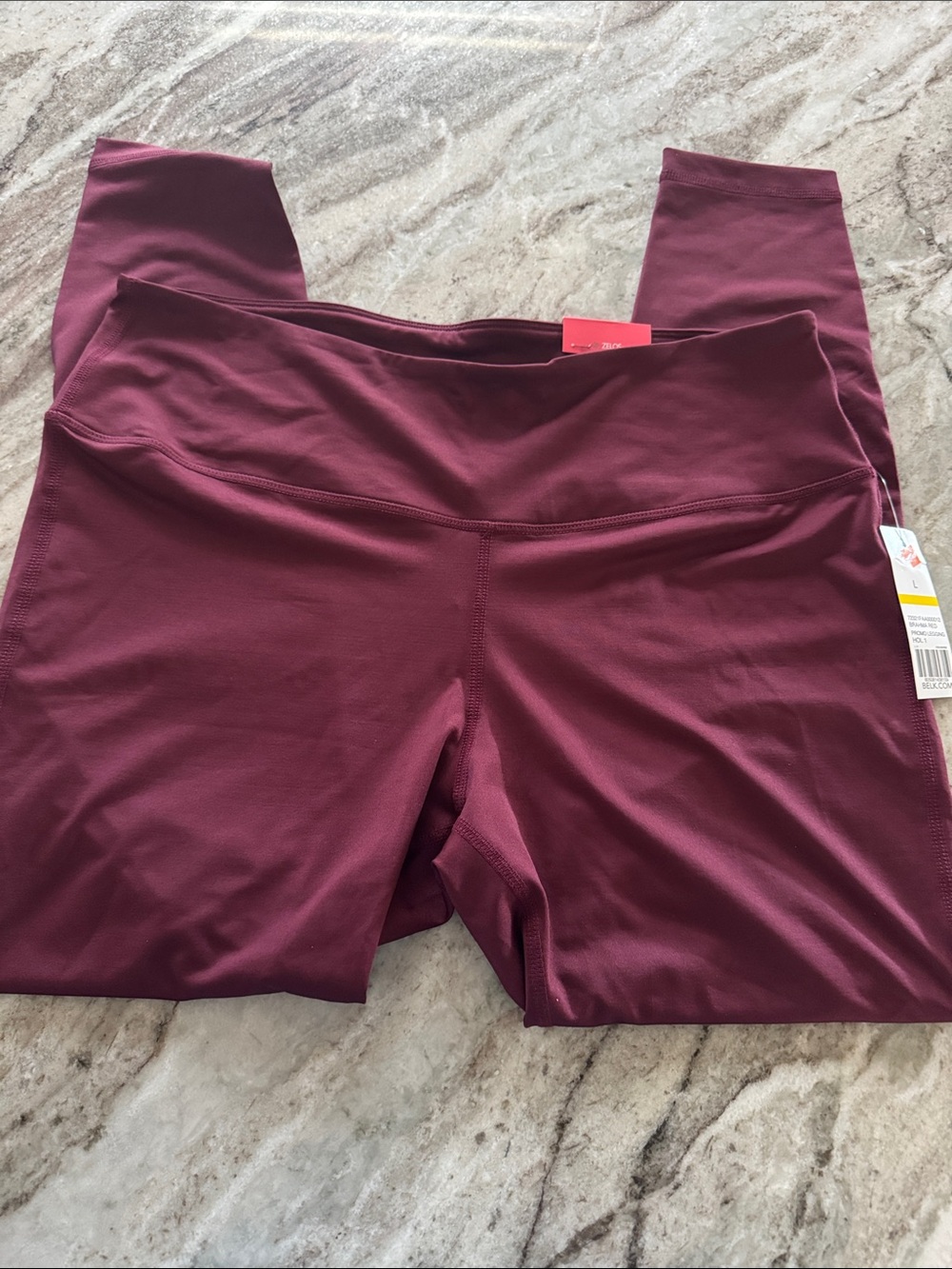 ZELOS Deep Burgundy High-Waist Leggings